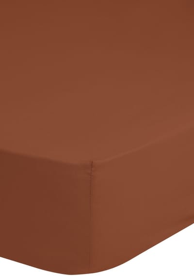 Good Morning hoeslaken effen kleur - 1 persoons 80x200 cm - Terra - 100% Katoen renforce