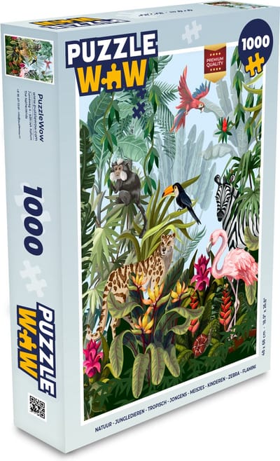 Puzzel Jungle - Natuur - Jongens - Meisjes - Kinderen - Zebra - Flamingo - Legpuzzel - Puzzel 1000 stukjes volwassenen