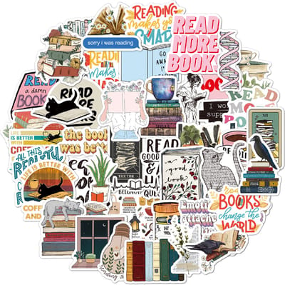 Read More Books Stickers - 50 stickers voor Lezers/Boekenwurmen/Docenten - Geschikt voor laptop, muur, agenda, drinkfles etc.