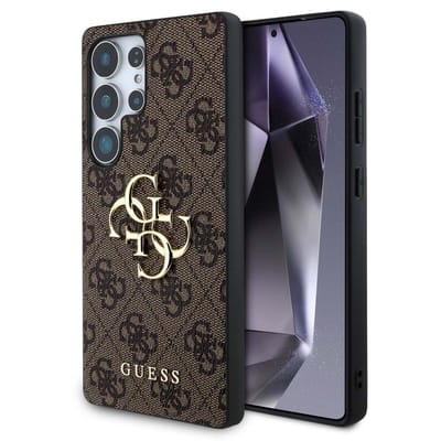 Guess Metal Logo geschikt voor Samsung Galaxy S25 Ultra hoesje - Bruin