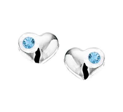 YO&NO - Oorbellen - Zilver - Oorknoppen - Hart - Strass aqua - 7,5/6,5mm - Kinderen - Zilver 925