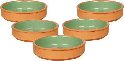 La Dehesa - Tapas / Creme brulee schaaltjes - 12x stuks - terracotta/groen - 16 x 4 cm - serveerschaaltjes - hapjes - voedsel