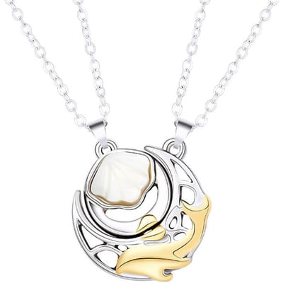 Koppel Bijpassende Ketting Beste Vriend Magnetische Kettingen Walvis Ketting en Schelp Ketting Cadeau voor white