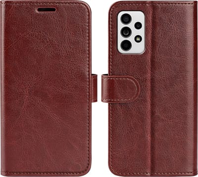 MobyDefend Hoesje - Geschikt voor Samsung Galaxy A53 - Wallet Book Case (Sluiting Achterkant) - Bruin