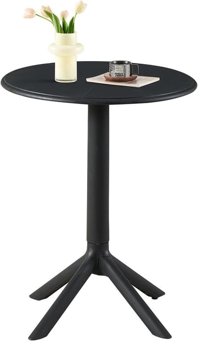 Ronde Eettafel - Bistrotafel Keuken - Binnen en Buiten - Weerbestendig Kunststof - 60 x 60 cm - Zwart
