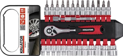 Kreator KRT500115 Dopsleutelset - 28 delig - 1/4