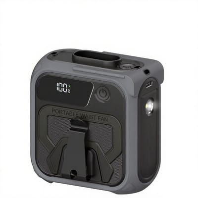 Draagbare heupventilator - Mini-ventilator - 5 snelheden 16000 tpm - Draagbare clip-on body belt shirtventilator - heupventilator - voor kamperen, reizen, buiten - Grijs