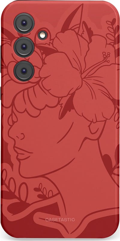 Casetastic hoesje geschikt voor Samsung Galaxy A35 - Dubbellaagse bescherming - Bloemenfluistering - Fashion Case - Koraal Terracotta
