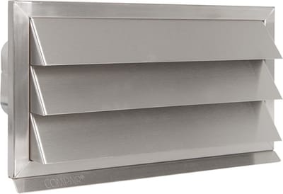 RVS buitenrooster Eco+ vaste lamellen+terugslagklep 220x90mm