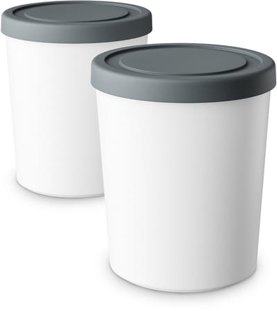 Klarstein IJsbakken Set – 2x 1L plastic bakken met deksels, vaatwasmachinebestendig, lichtgewicht, duurzaam, voor ijs-, slush- en yoghurtmachines, accessoire