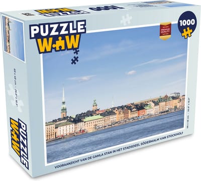 Puzzel Vooraanzicht van de Gamla Stan in het stadsdeel Södermalm van Stockholm - Legpuzzel - Puzzel 1000 stukjes volwassenen