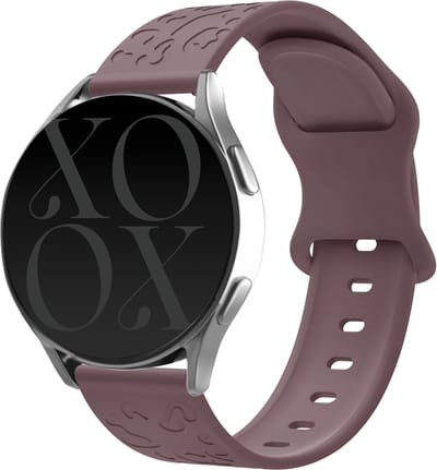 xoxo Wildhearts siliconen bandje 20mm - Geschikt voor Samsung Galaxy Watch 7 / 6 / 6 Classic / Watch 5 / 5 Pro / Watch 4 / 4 Classic / Watch 1 42mm / Watch 3 41mm / FE - Polar Unite / Pacer / Ignite 1-2-3 / Amazfit GTS 1-2-3-4 / Bip - Leopard - paars