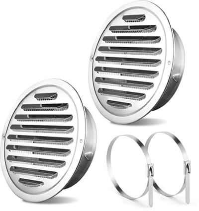 Ventilatierooster RVS 2 Stuks - Rond 80 mm - Insectenbescherming en Weerbestendig voor Garage, Keuken en Badkamer