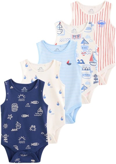 Next - Jongens - Set van 5 babyrompertjes - Wit