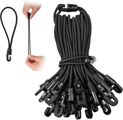 Set van 40 Elastische Spanbanden met Haken - 15 cm - Zwart - Universeel Gebruik Binnen en Buiten