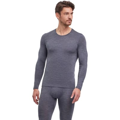 FALKE Daily ClimaWool Crew Neck sneldrogend wol lyocell top van onderlaag heren grijs - maat S