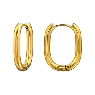 Goud kleurige stainless steel ovale 23MM huggie dames oorbellen | chirurgisch staal | hypoallergeen | Zilverana | RVS