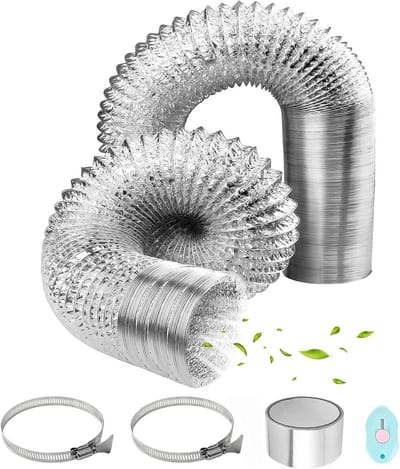 Afvoerslang Aluminium - Flexibele Pijpslang - Ventilatie Aanleggen - Inclusief Klemmen - 100mm x 3m - Zilver
