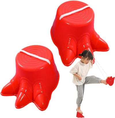 Stelten voor kinderen - Speelstokken - Motoriek trainen - Dinosaurus design - 18 x 15 x 12 cm - Rood