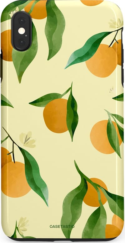 Casetastic Hoesje Geschikt voor Apple iPhone Xs Max - Stijlvolle Beschermende Duo-layer Case - Bladrijke Sinaasappel