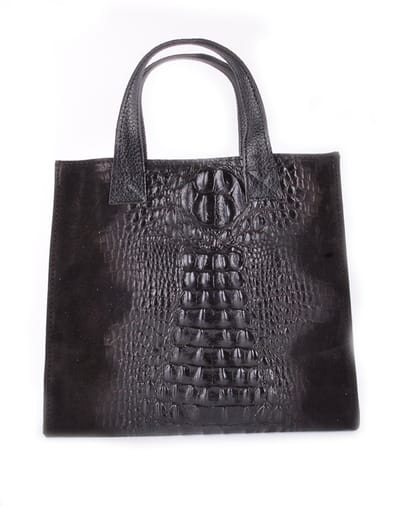 Giuliano lederen handtas Sobek - Zwart - Kroko - Made in Italy