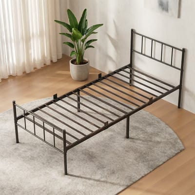 KUTAS Heavy Duty Metalen Bedframe - 90x200 cm Eenpersoonsbed - Grote Opbergruimte 32 cm - Anti-Slip - Extra Stevig - Geluidloos - Eenvoudige Montage - Metalen Bed - Zonder Matras - Zwart