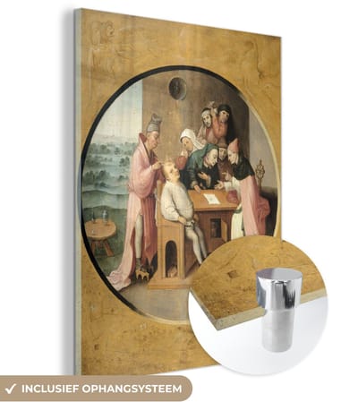 ® Glasschilderij 120x160 cm - Schilderij acrylglas - De keisnijding - Schilderij van Jheronimus Bosch - Foto op glas - Muurdecoratie woonkamer - Wanddecoratie slaapkamer - Schilderijen