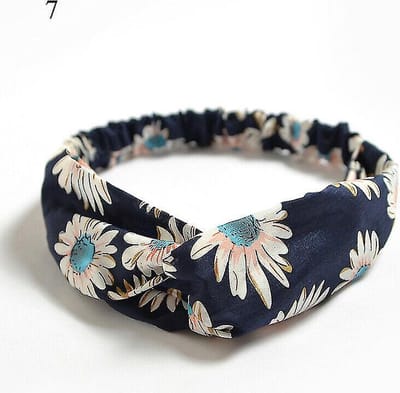 Set 2 Stuks Haarbanden - Dames haarbanden - Sport haarbanden -Hoofdband - Elastisch antislip - Haaraccessoires - navyblauw en bloemen