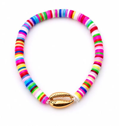 Engravia by Derya – Kralen Armband – Polymeerkralen & Roestvrij Staal – Kleurrijk Schelpdesign – Zomers Cadeau voor Dames