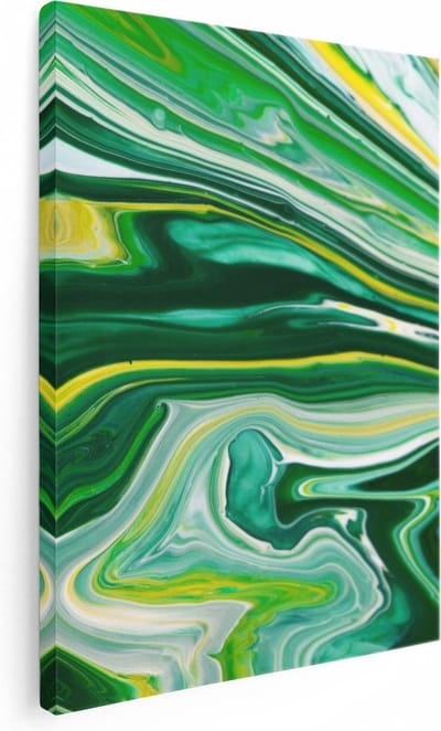 Artaza Canvas Schilderij Abstract Groen - 30x40 cm - Klein - Wanddecoratie Woonkamer - Muurdecoratie Modern - Kamer Accessoires