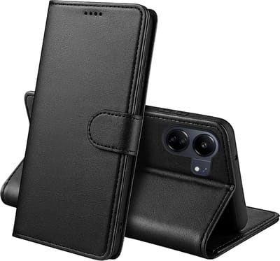 Hoesje Portemonnee voor Xiaomi Redmi 13C / Poco C65 Zwarte portemonnee met magnetische klep en kaartopslag