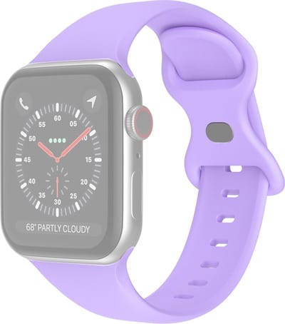 Siliconen bandje - geschikt voor Apple Watch 1/2/3/4/5/6/7/8/9/10/11/ SE (1,2,3) met maat 38 mm / 40 mm / 41 mm en 42 mm (Watch 10/11) - maat S/M - lichtpaars