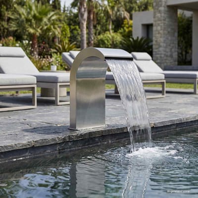 vidaXL - Poolwaterval - met - LED - Roestvrij - staal - 304 - 45 - x - 30 - x - 65 - cm - zilver