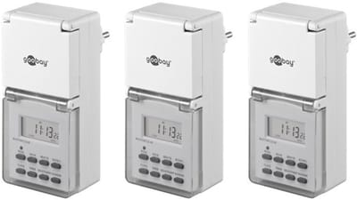 Goobay tijdschakelklok set van 3 stuks - digitaal (10 programma's per week) - voor buiten (IP44) / wit
