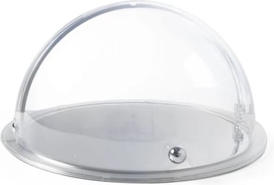 HENDI Ronde rolltop deksel – transparant SAN – verchroomde knop – opent tot 90° – Ø 380 mm