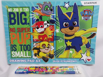 Starpak - Paw Patrol - Potloodset met gum 4 Stuks - Met Paw Patrol Schetsboek - Tekenboek - Kado Tip !! - Verjaardag - Kerst