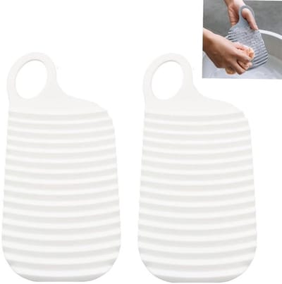 Mini-assen 2 Stuks - Draagbaar Wasbord - Antislip - Voor Reizen - Slaapzaal - Wit - Duurzaam Materiaal - Wasplank