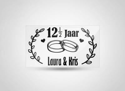 Raamsticker 12,5 getrouwd - gepersonaliseerd met naam - 65x29cm - ook andere jaartallen mogelijk