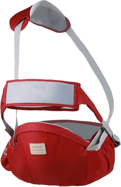 Baby Heupdrager met Veiligheidsband & Schouderband – Rood – Heupsteun voor Baby en Peuter – Kind Hip Carrier - Ergonomisch - Comfortabel - Veilig - Stevig - Voor lange wandelingen - Ouders - Praktisch - Stijlvol