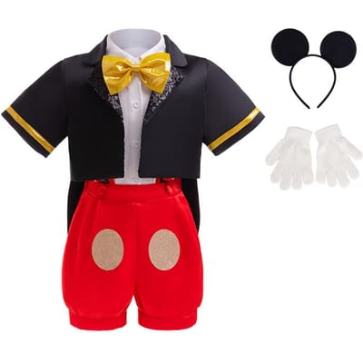 Halloween Podiumvoorstelling Cosplay Kostuum Nieuw Jongens Heldere Stropdas Korte Mouwen Gentleman Pak Baby Schattig Overall Drie delig pak 9-12M black