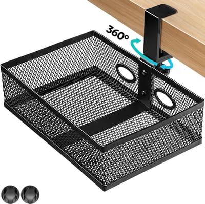 Onder Bureau Lade - Opbergorganizer Bureau - Kantoor Organiseren - 360 Graden Rotatie - 18x26x8 cm - Zwart