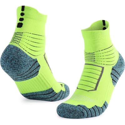 Basketbalsokken Outdoor Ademende Atletische Crew Sokken Hardloopsportsokken voor Mannen en Vrouwen L fluorescerende groene kleur