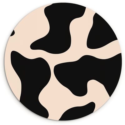 WallCircle® Wandcirkel 120x120 cm - Muurcirkel Vlekkenpatroon - Koe - Beige - Muurdecoratie woonkamer - Wanddecoratie slaapkamer - Kamer decoratie accessoires - Ronde schilderijen XXL