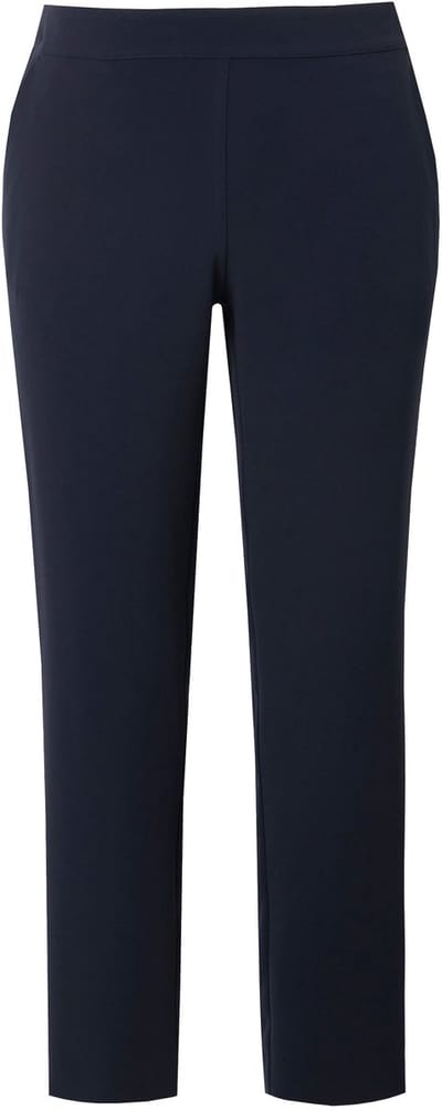 Ulla Popken - Dames - Acetaat broek smalle pijp comfortabele tailleband - Donkermarine - Maat 42