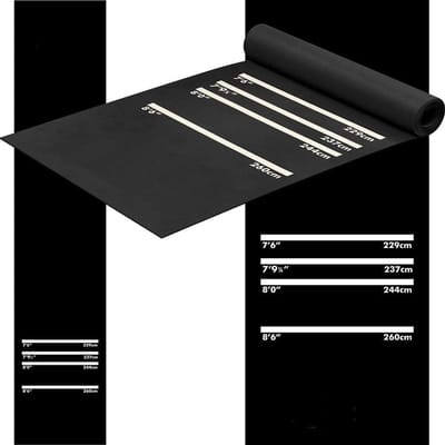 Dartmat Rubber - Antislip Vloer - Bescherming Vloer - Officiële Oche Meting - 290x60cm - Zwart