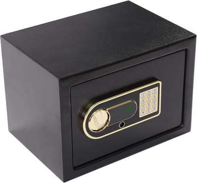 Elektronische Wandkluis - Digitale Kluis Geldcassette - Waardevolle Spullen Beveiligen - Dubbele Ontgrendeling - 22 Liter - Zwart Goud