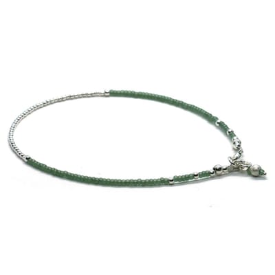 Heaven Eleven - dames - Enkelbandjes - zilver - 925 - groen - 1,5mm - 25cm