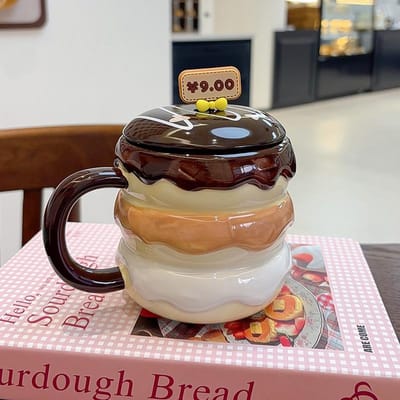 Hamburgerbeker met Deksel met Roerstaaf Hoge Waarde Koppels Waterbeker voor Meisjes Mok Grote Capaciteit Koffie Ontbijtbeker voor Mannen 520ML