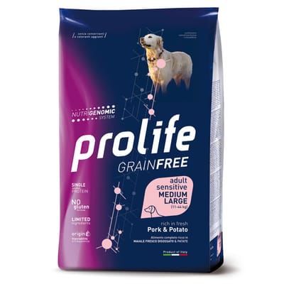 2x10kg Varkensvlees & Aardappelen Graanvrij Sensitive Prolife droogvoer voor honden