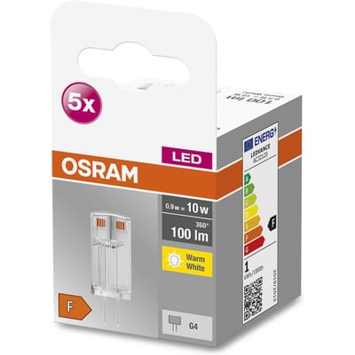 OSRAM HOMELIGHTING 4058075758001 LED-lamp Energielabel F (A - G) G4 0.9 W = 10 W Warmwit (Ø x h) 12 mm x 12 mm 5 stuk(s)